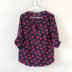 Stitch Fix 41 Hawthorn Blue & Pink Floral Blouse